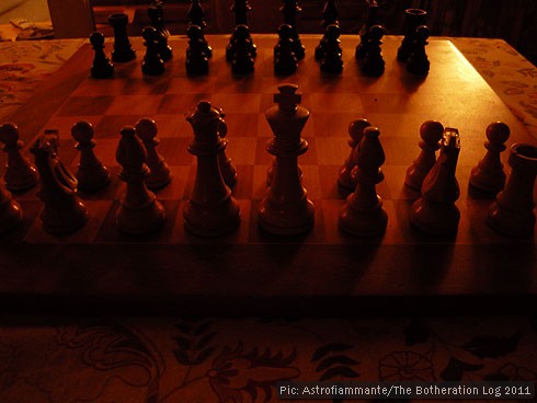 Chess board set for the beginning of a game