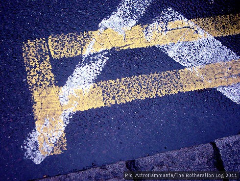 Lines and road markings painted on tarmac