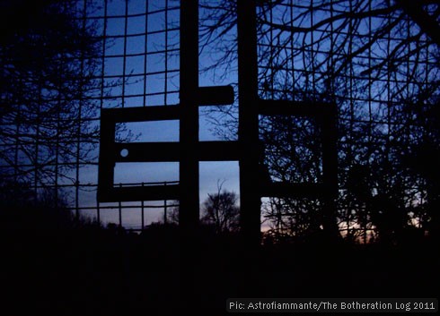 Gate to playing field at twilight