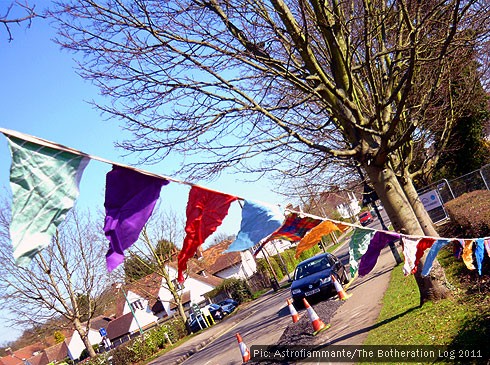 Bunting on a string