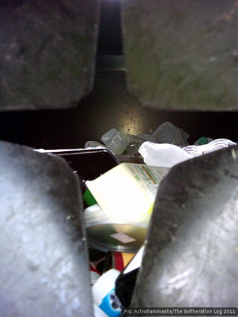 Another view into the jaws of the recycling skip