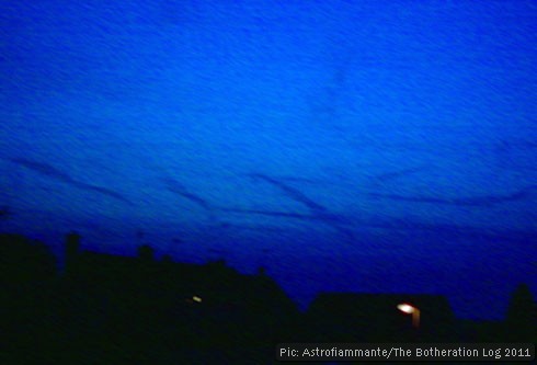 Contrails in the evening sky