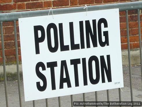 A UK polling station sign