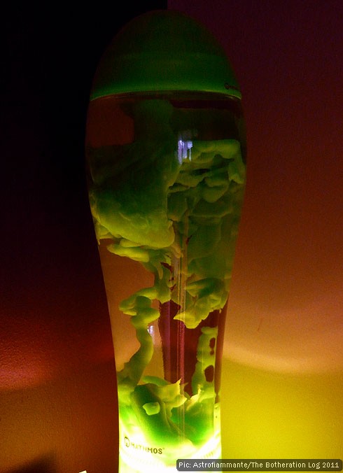 Green wax in a Mathmos Fluidium lava lamp 