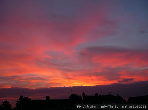 Violet, deep pink, gold and purple sunset