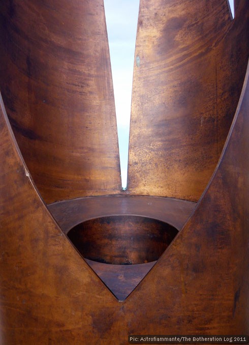 Detail from interior of metal sculpture