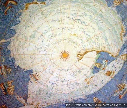 A decorative map of Antarctica