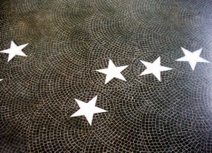 Stars on a mosaic floor at the Polar Museum, Cambridge