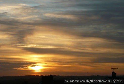 Gold, orange, blue and grey November sunset