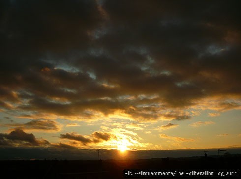 Grey and gold winter sunset