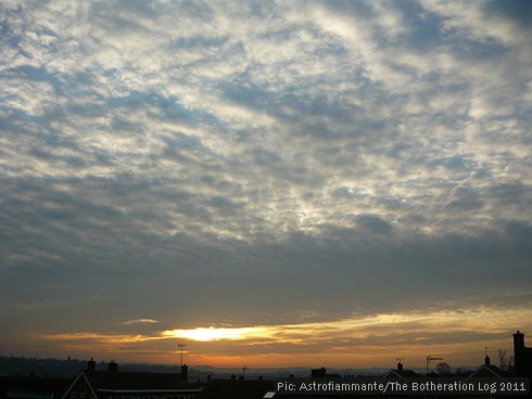 High Cirrus cloud highlighted by the low angle of the sun