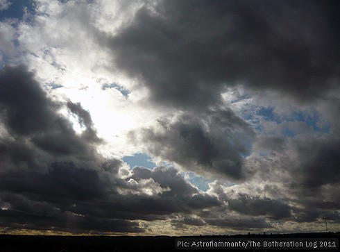 Black and white cumulus clouds