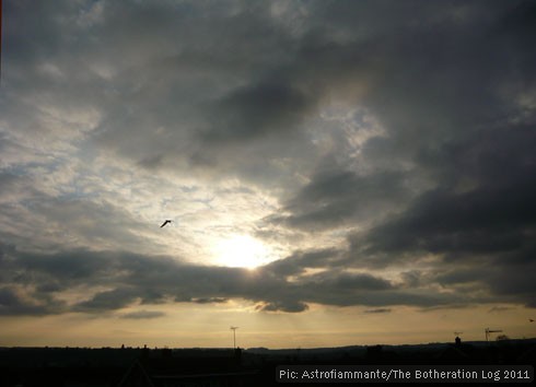 Grey and gold sunset sky