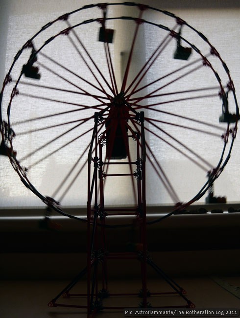 Silhouette of a model Ferris wheel