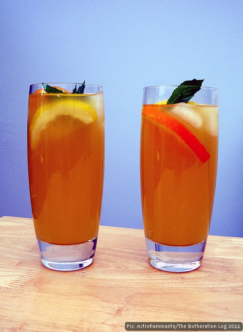 Two glasses of home-made fruit drink